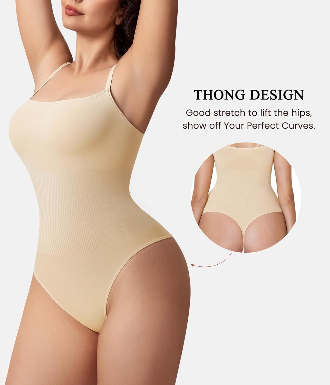 KUMAYES Women's Shapewear Body Shaper for Tummy Control Seamless Waist Trainer Thong Body Suits Tank Top - Image 2