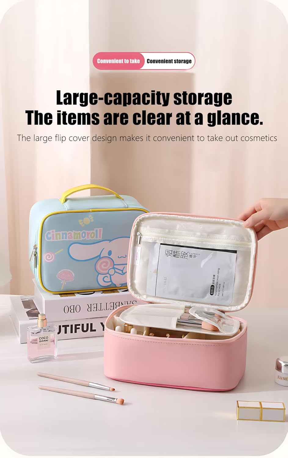 Kitty Makeup Bag – Makeup Organizer, Travel Toiletry Bag for Women & Girls | Cute Cosmetic Bag, Train Case for, Travel Bag, Toiletry Bag for Women, Make up Storage (Pink Kitty) - Image 4