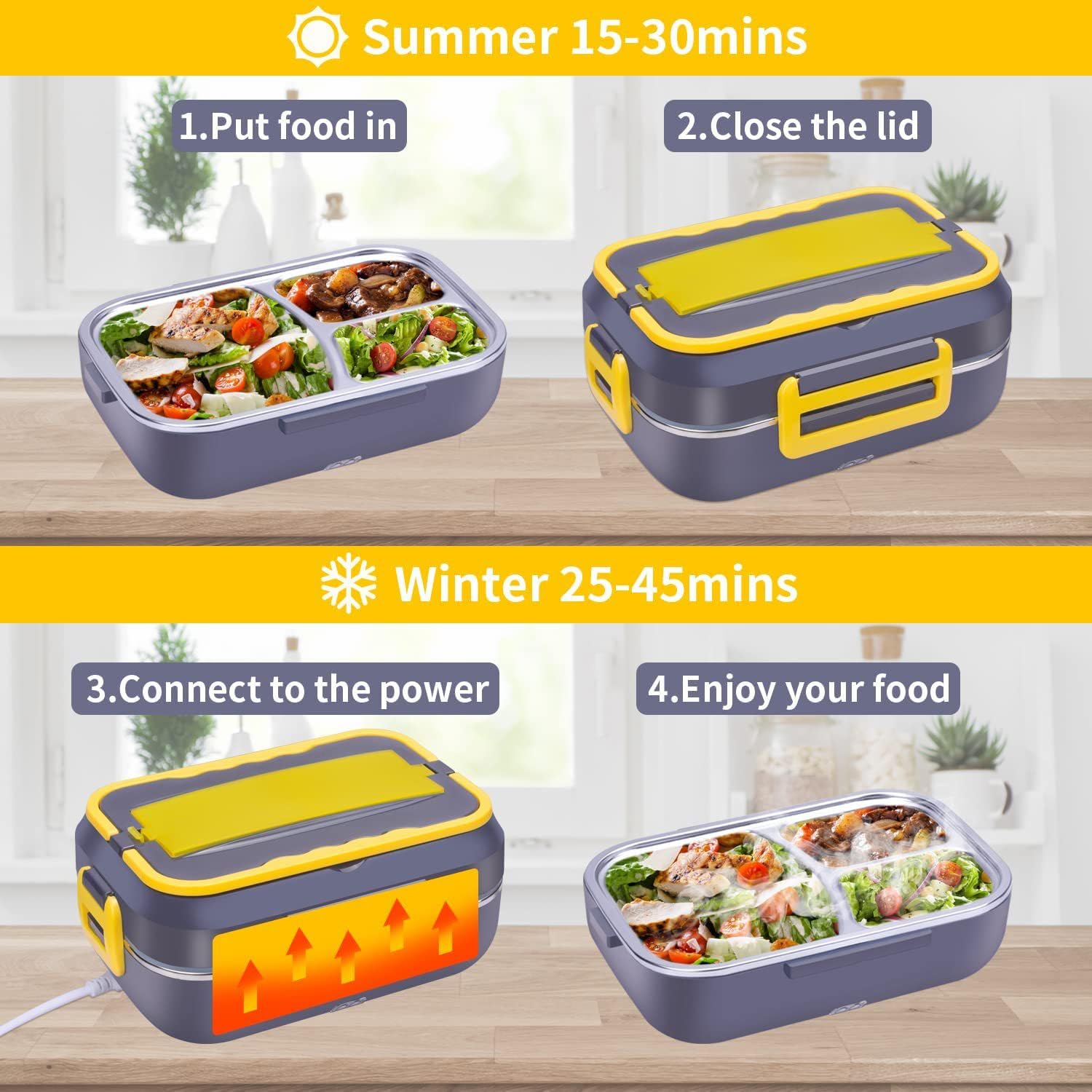 Fiambrera térmica para Comida Caliente, Fiambrera eléctrica, Calentador de Alimentos, Fiambrera, Fiambrera para Comida Caliente, Fiambrera térmica, Fiambrera con Bolsa de Transport