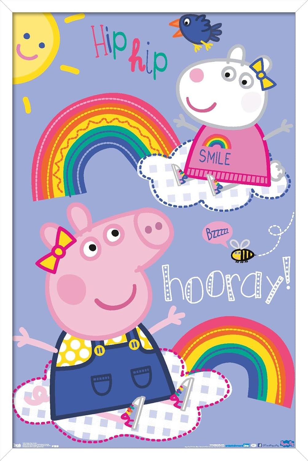 Trends International Peppa Pig - Hooray Wall Poster, 22.375" x 34", White Framed Version