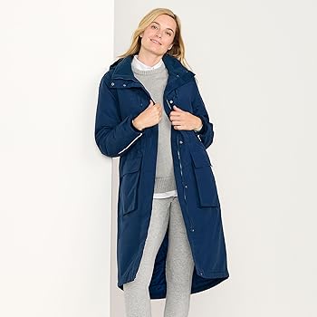 Lands' End Womens Squall Stadium Insulated Coat Deep Sea Navy
