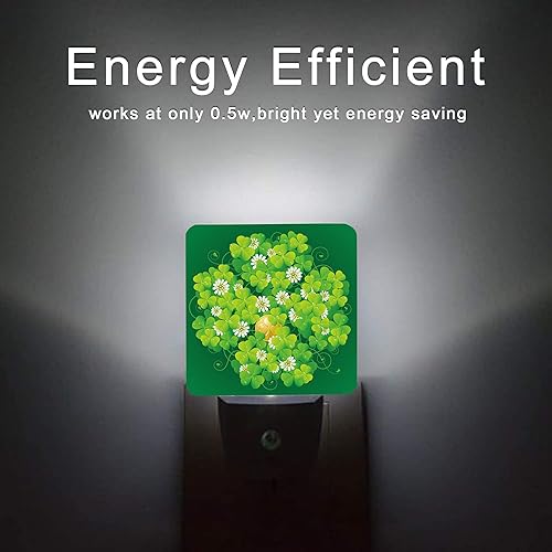 Miniatura 6 de Luz nocturna del día de San Patricio, luces nocturnas de trébol verde feliz enchufables a la pared con sensores de luz del atardecer al amanecer,