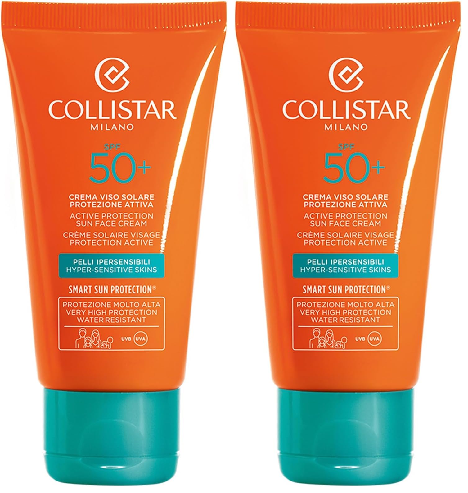 Collistar Gesichtscreme mit aktivem Sonnenschutz LSF50+ für überempfindliche Haut, Vorbeugung von Falten und Sonnenflecken, auch optimal für Brust, Dekolleté und Hände, ohne Silikonen und Nickel,50ml