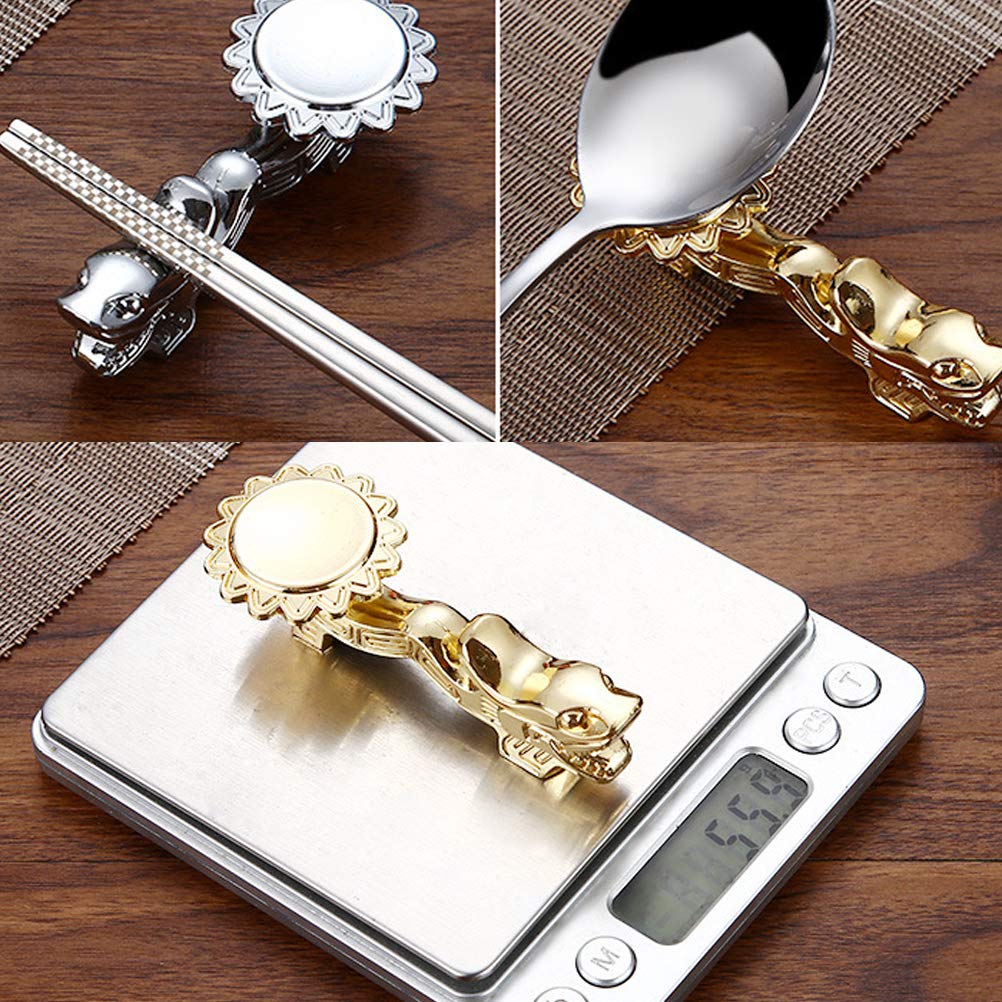 DOITOOL 2pcs Chopsticks Holder Alloy Retro Dragon Head Chopsticks Rack Knife Spoon Fork Stand (Silver)