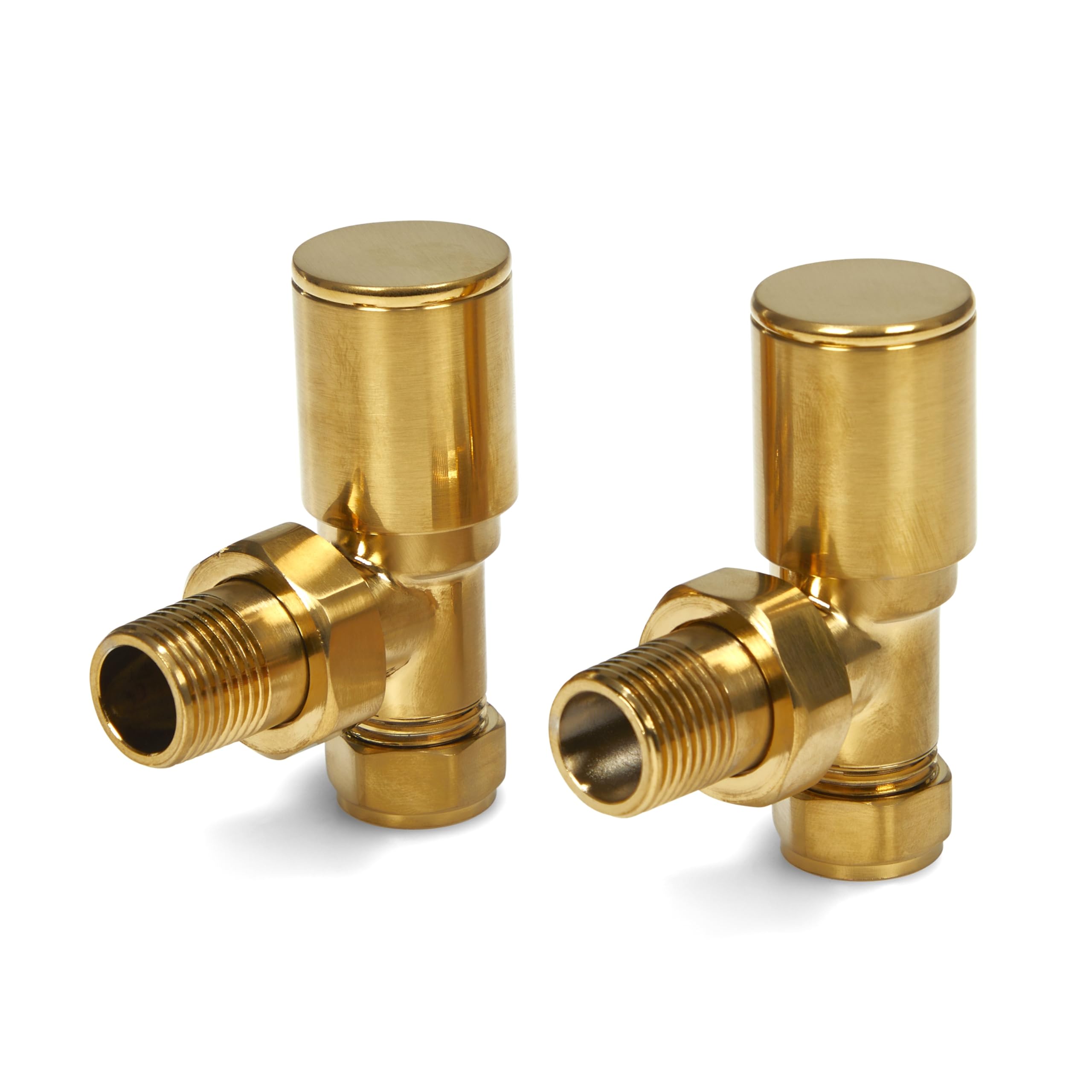 Válvulas de radiador de latón cepillado en ángulo recto de 15 mm tradicionales para toallero (angular)