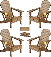 Vista 43 de Silla Adirondack plegable, sillas Adirondack de plástico texturizado de madera con soporte para 2 tazas, silla para hoguera de polietileno de alta