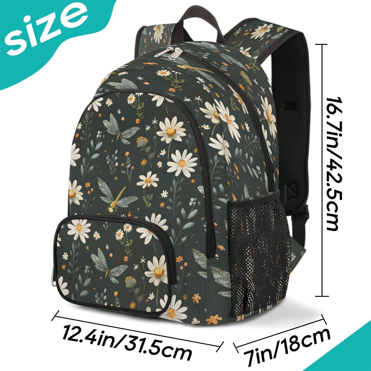 Pardick Butterfly Daisy Travel Laptop Backpack for Women Men Bookbag Casual Daypack Fits 15.6 Inch Laptop