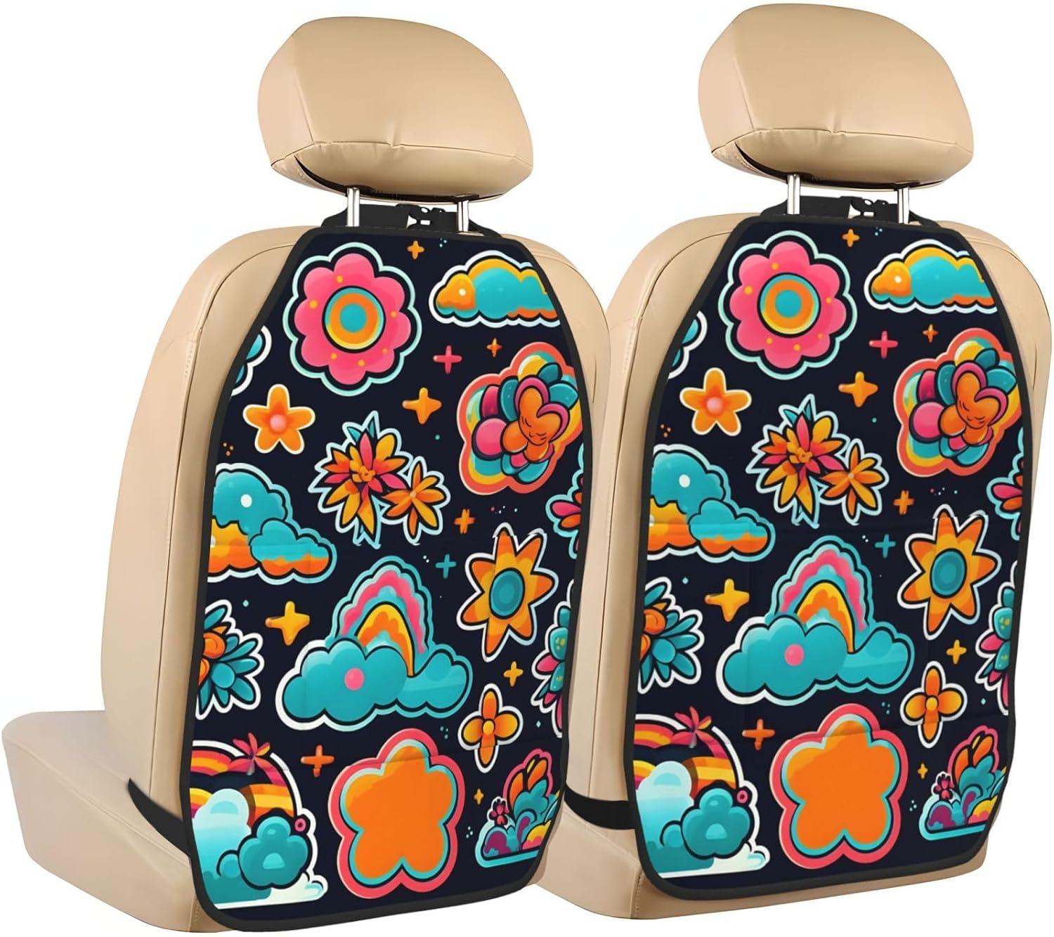 Car Seat Back Kick Protector 2 Pack 18.5" x 26.4", Image00302 Upgraded Large Rear Seat Cover for Dirty Shoes Kids Pets, Waterproof Oxford Fabric Anti-Kick Pad for SUV Jeep Truck Sedan