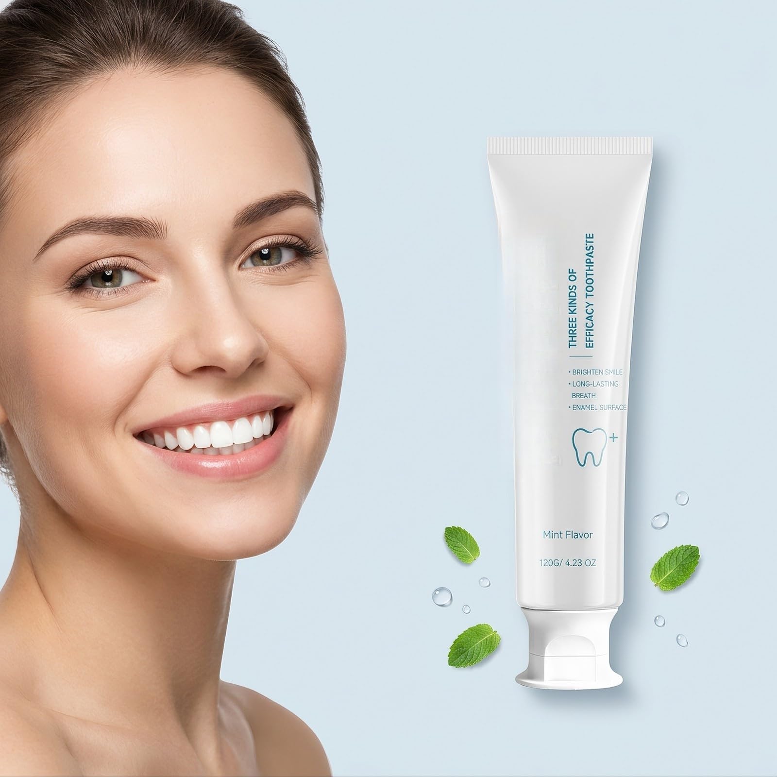 Pasta de dientes de menta, cuidado bucal diario suave, aliento fresco, limpia las manchas superficiales, apoya la superficie de los dientes, limpia los dientes for la higiene bucal(3pcs)