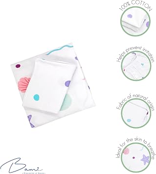 BAMI 2-Piece Ultra Soft 100% Cotton Crib Sheet Set for Baby Girls Breathable Fitted Crib Sheet & Pillowcase, Neutral Baby Bedding, Soft & Hypoallergenic, Fits Standard Crib Mattress (52 x 28)
