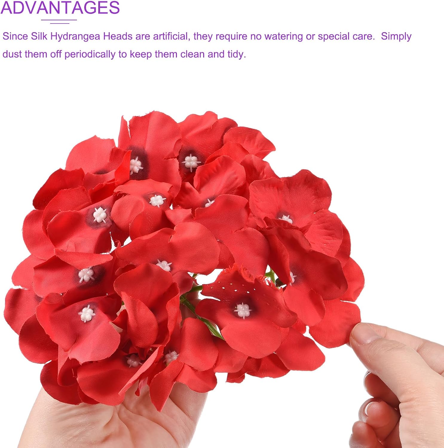 DMiotech 30 Set Red Silk Artificial Hydrangea Heads Wedding Fake Hydrangea Flowers with Stems for Wedding Vases Flower Walls Gift Decor