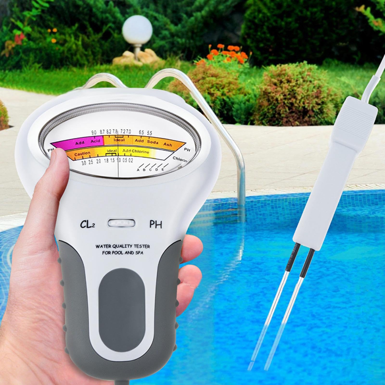 Digital Water Tester, PH/CL2 Chlorine Tester Water Quality Level Meter for Swimming Pool Spa Hot Tubs