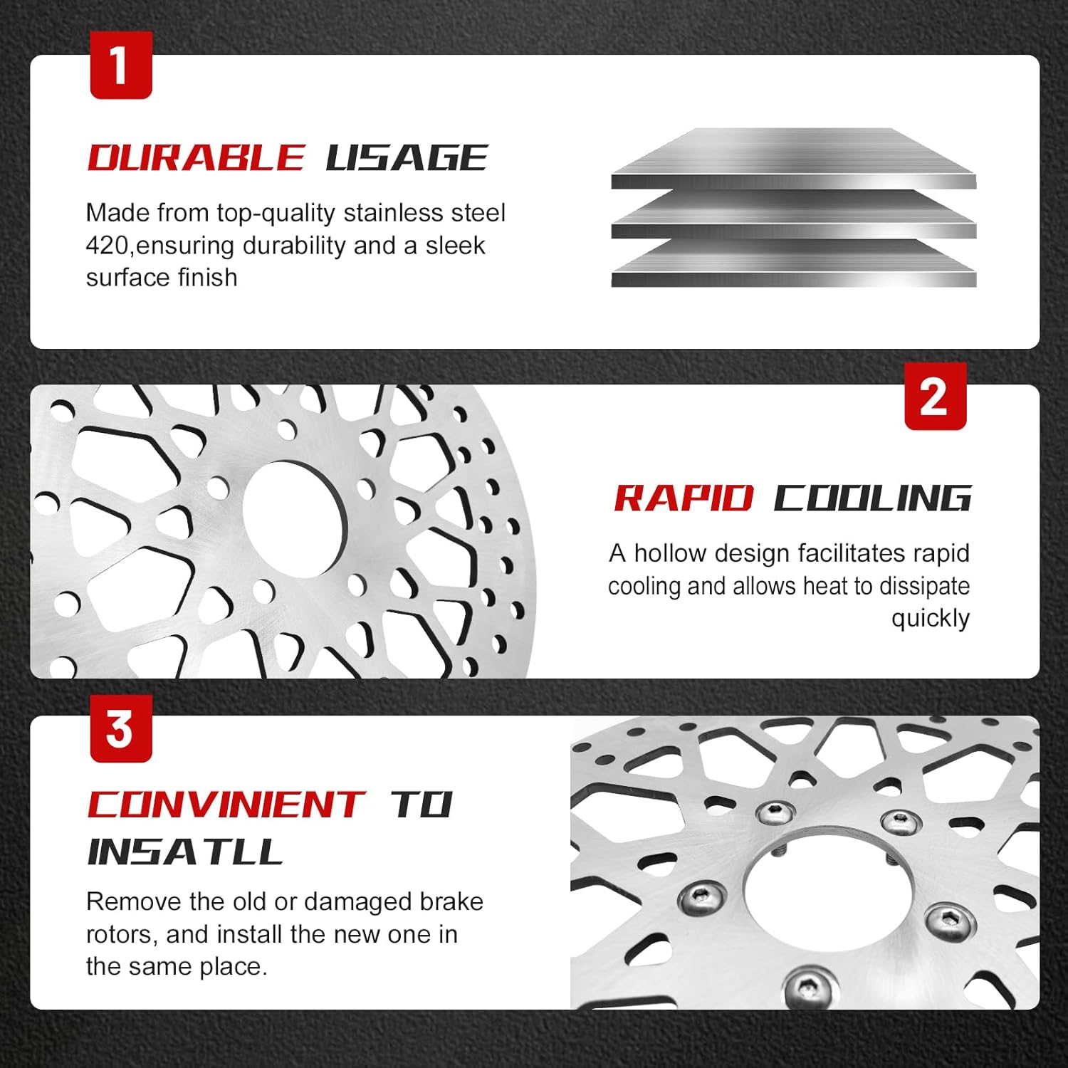 11.8'' Thickness0.27'' Rear Brake Rotor Compatible with Harley Davidson Electra Glide,Road King,Road Glide,Street Glide,Tri Glide,Performance Superior Heat Dissipation,Stainless Steel Disc Rotors