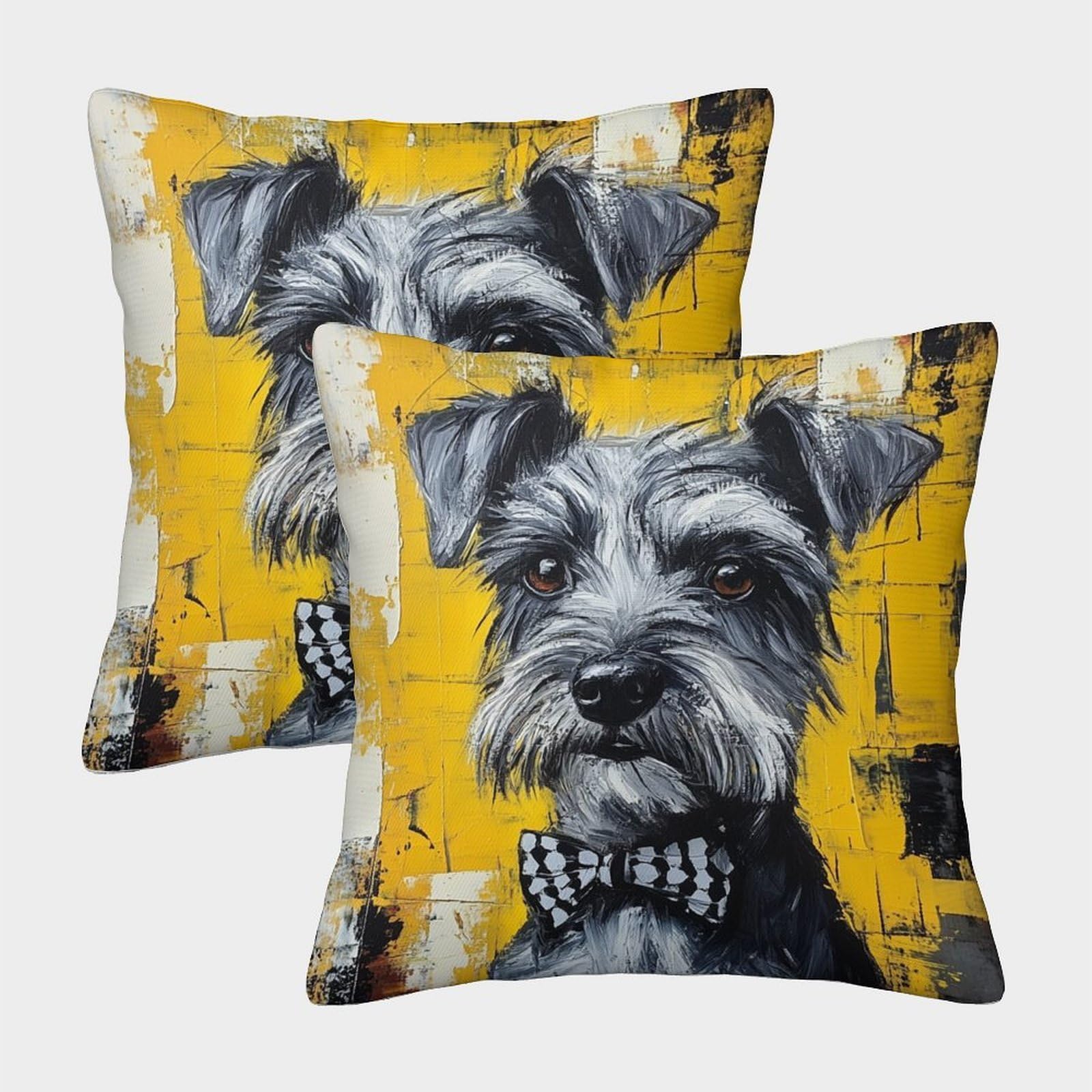 Jlzbxcuer Style-3 Schnauzer Printed Cushion Covers Decorative Square Cushion Cover Set Of 2 For Couch Sofa 40X40cm