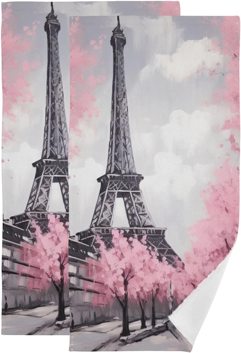 Kigai Pink Paris Tower - Juego de 2 toallas de mano suaves y absorbentes, toallas decorativas para baño, spa, gimnasio, 28 x 14 pulgadas