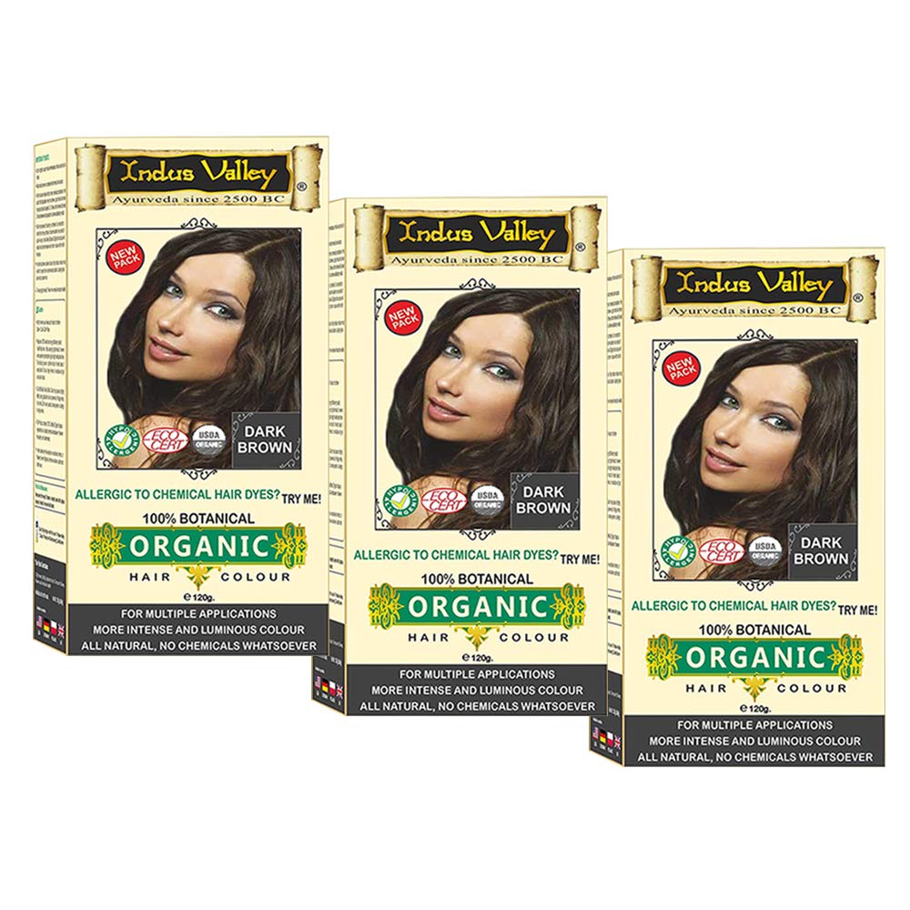 INDUS VALLEY Organic Dermatologist Recommended Dark Brown Hair Colour - (Pack of 3) - Review, Price and Buying Guide