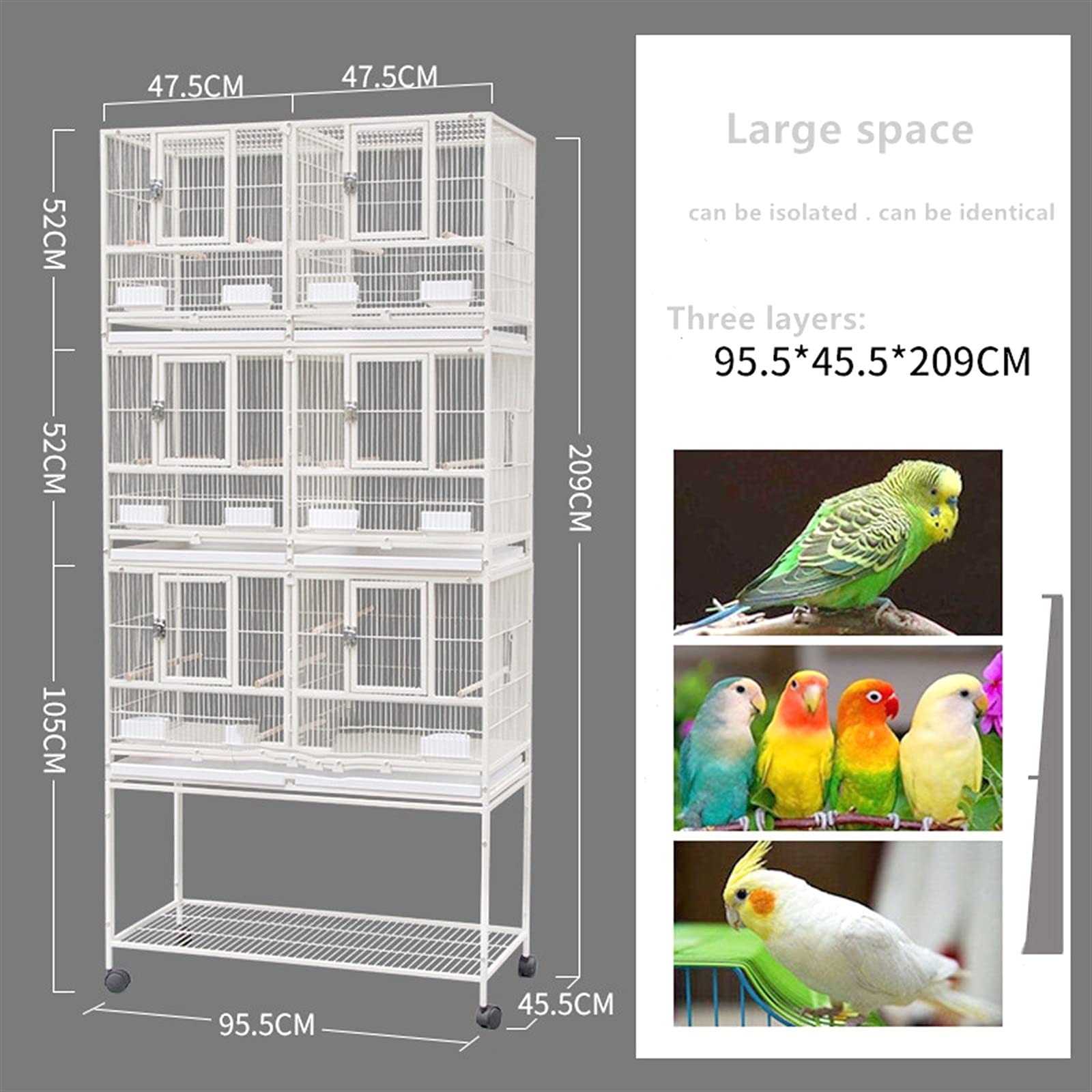 Klatka dla ptaków europejska luksusowa klatka dla papugi klatka dla ptaków papuga duża gigantyczna klatka do hodowli willi 95,5 x 45,5 x 209 cm klatka dla papug
