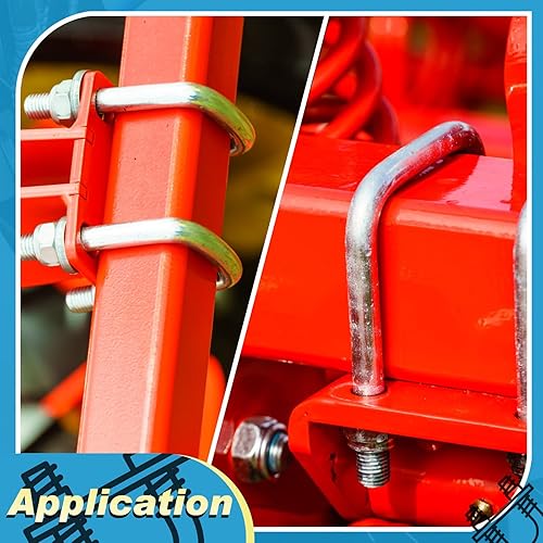 Miniatura 15 de Dunzy 12 pernos cuadrados en U chapados en zinc, perno en U de acero al carbono resistente, suministros industriales y científicos para tubo