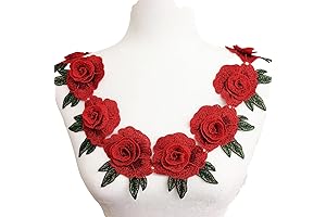 PEPPERLONELY 1 Yard 11pc Cute Colorful Rose Appliques