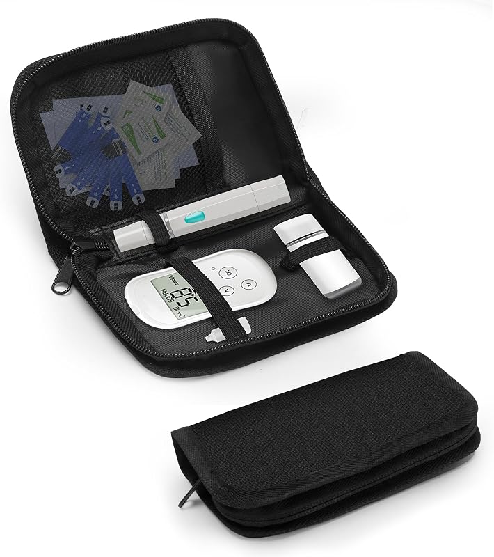 Glucose Monitor Case Portable Blood Sugar Monitor Carrying Bag Compact Diabetic Travel Case for Diabetes Testing Kit Organizer Glucose Meter Storage Diabetic Supply