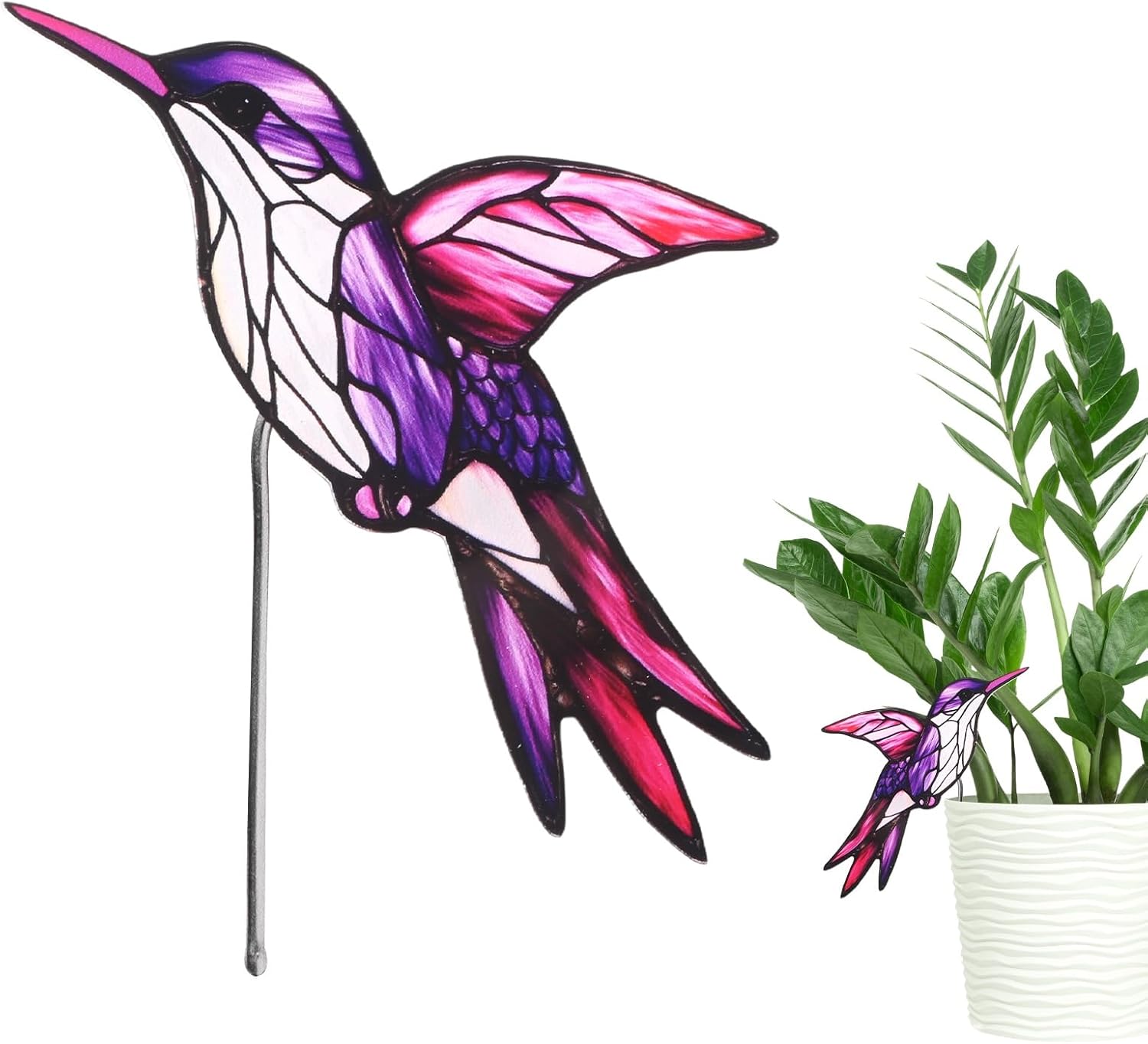 M METERXITY 1-Pack Bird Flower Pot Huggers 3.7" Acrylic, Bird 1