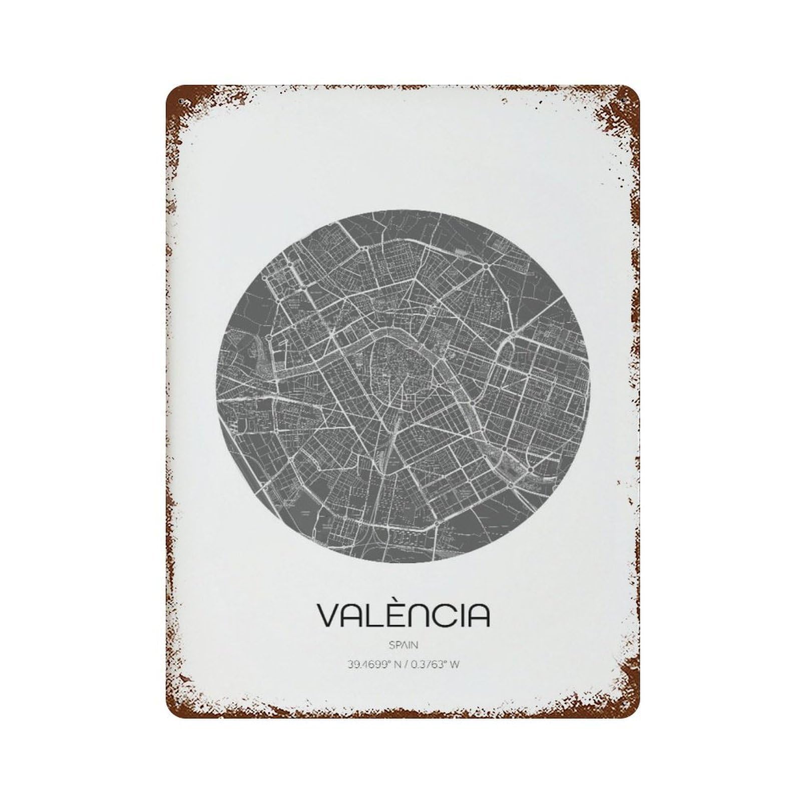 xiaoxiaoshen Valencia Map Modern Home Decor Wall Decor Art Metal Tin Poster Modern Home Decor Art Home Bar Shop Decorations Vintage Sign 40x30cm