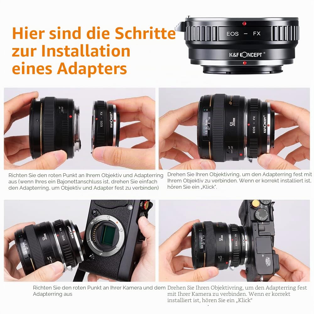 K&F CONCEPT EOS EF/EFS-FX Objektivadapter auf FujiFX Mount X-Pro1 X Kamera X-Serie spiegellose Kameras