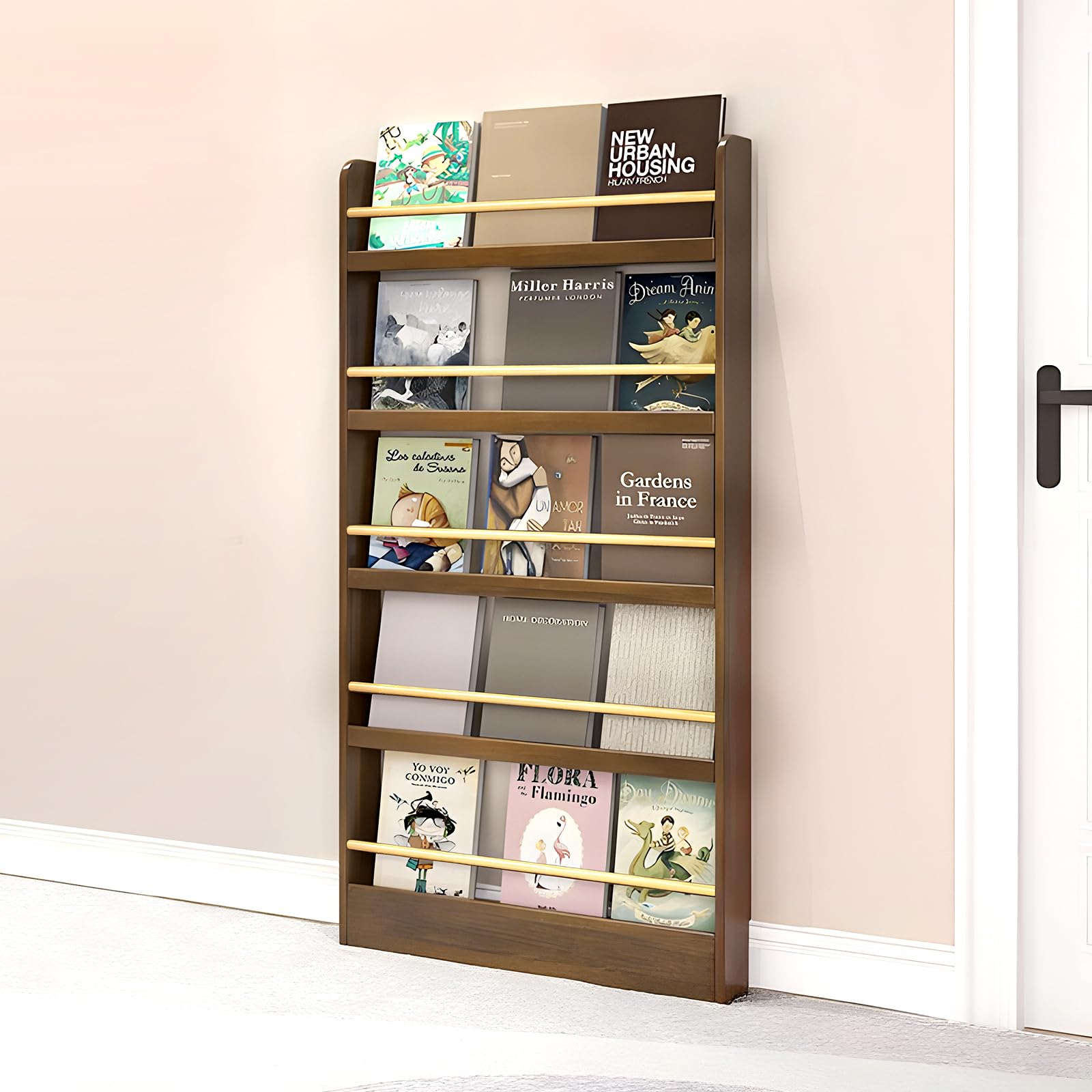 JFOZDM Kids Bookshelf, Book Shelf for Kids Room, 3/4/5/6 Tier Wall Mounted Bookshelf, Space-saving/Anti-dumping, Toy/CD/Book Organizer, Kids Bookcase for Child's Room/Home/Living Room