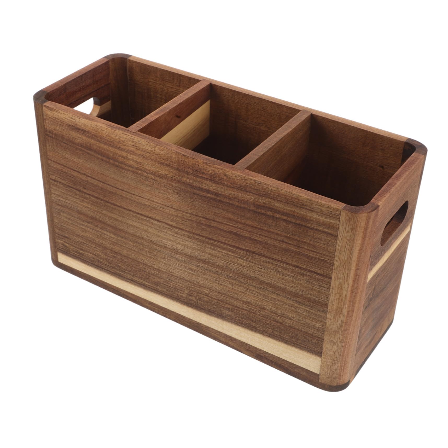 VALICLUD Boîte à Ustensiles de Cuisine Bois avec Compartiments Organiseur Ouvert pour Couverts Baguettes et Cuillères Rangement Pratique pour Plan de Travail