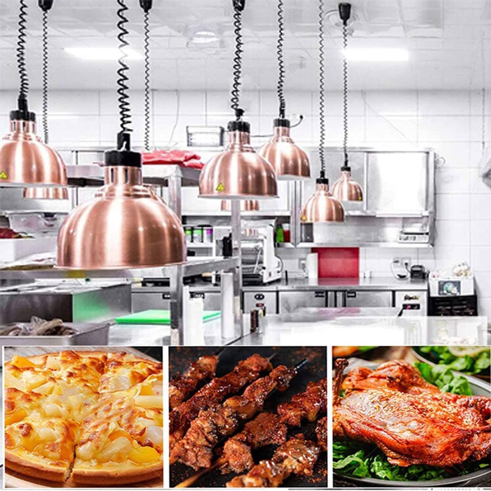 Wärmelampe Küche für Essen, Kommerziell Zuhause Speisenwärmer Buffet Server Lebensmittel Wärmelampe für Hotelküche Buffet Restaurant, Höhe 60-180 cm Einstellbar, Durchmesser 25cm