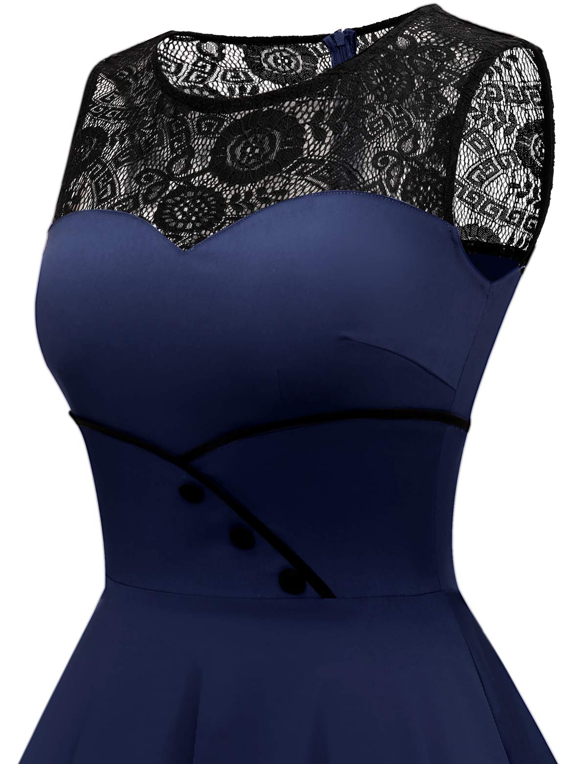 Bbonlinedress Vestido Vintage para Muejeres de Fiesta Cóctel Rockabilly Clásico sin Mangas
