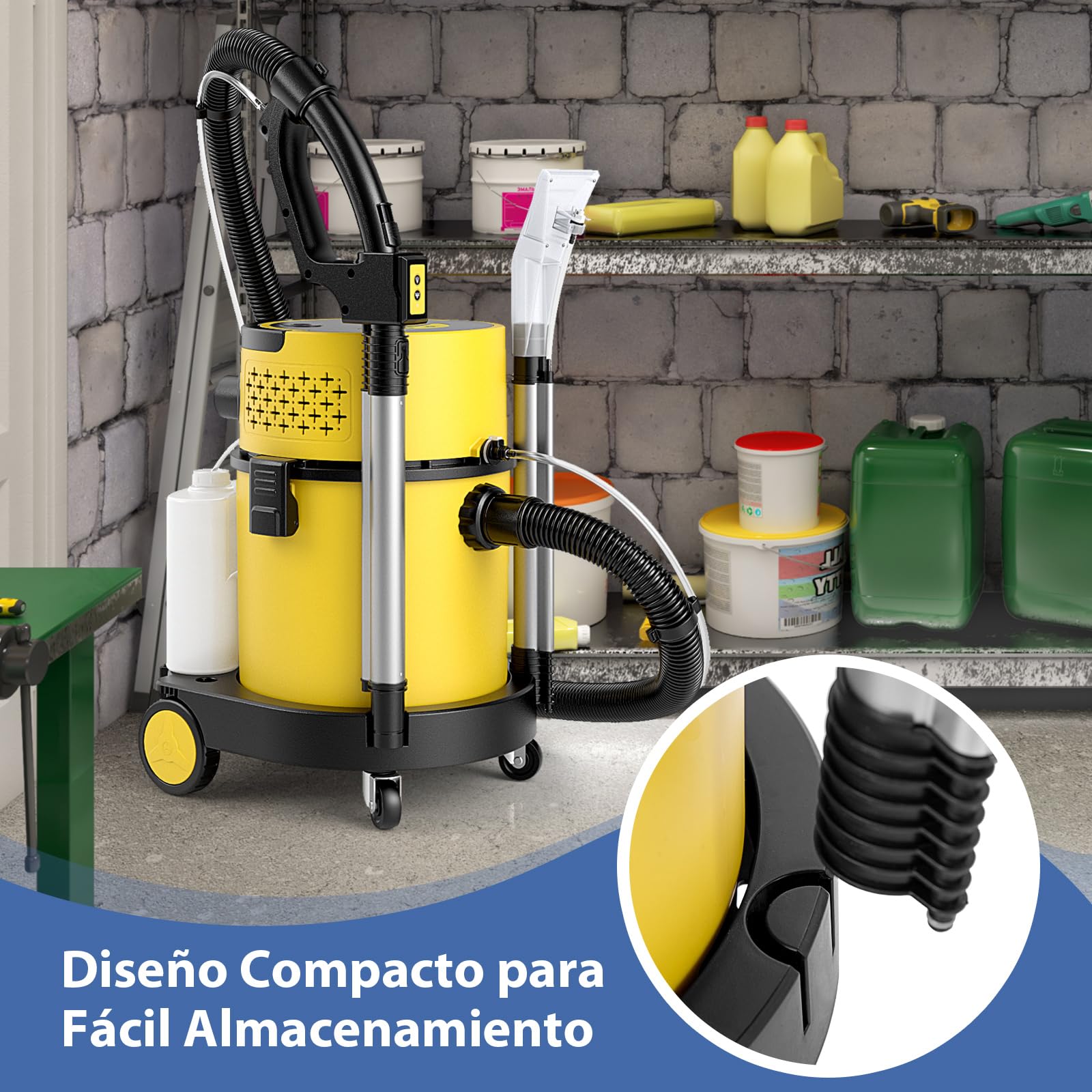 COSTWAY 4 en 1 Aspiradora en Seco y Húmedo 1200W, Máquina Limpiadora de Alfombras y Tapicería con Succión Máxima de 17 KPA, 20L+4L Depósito Agua y Accesorios para Piso, Escalera, Sofá, Coche