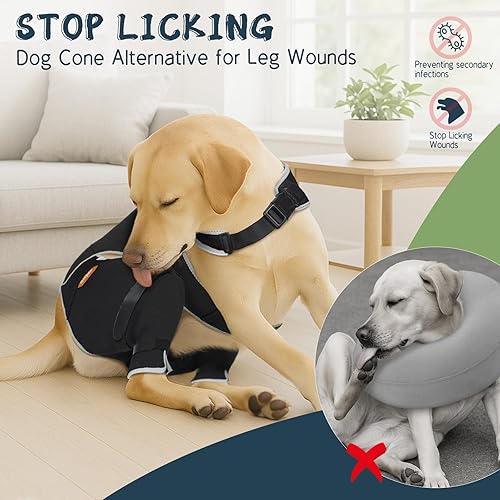 Miniatura 7 de Supet Funda para patas traseras para perro para dejar de lamer, antilamidas para protección de heridas de cirugía TPLO, ajuste seguro, resistente a