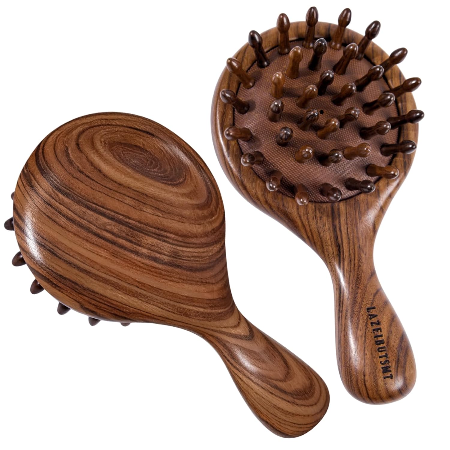 Mini Hair Brush, Travel Small Wooden Boar Bristle Brush, Portable Compact Air Cushion Brush for Women Girls Kids, Handcrafted Scalp Massage, Travel Size for Purse, Vacation & Business Trips