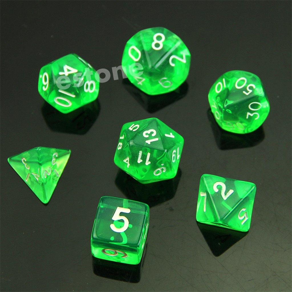 Amazon.com: ChangeYOu 7-Dice Sided D4 D6 D8 D10 D12 D20 Magic-The-Gathering  D&D RPG Poly Game Set (Green) : Toys & Games