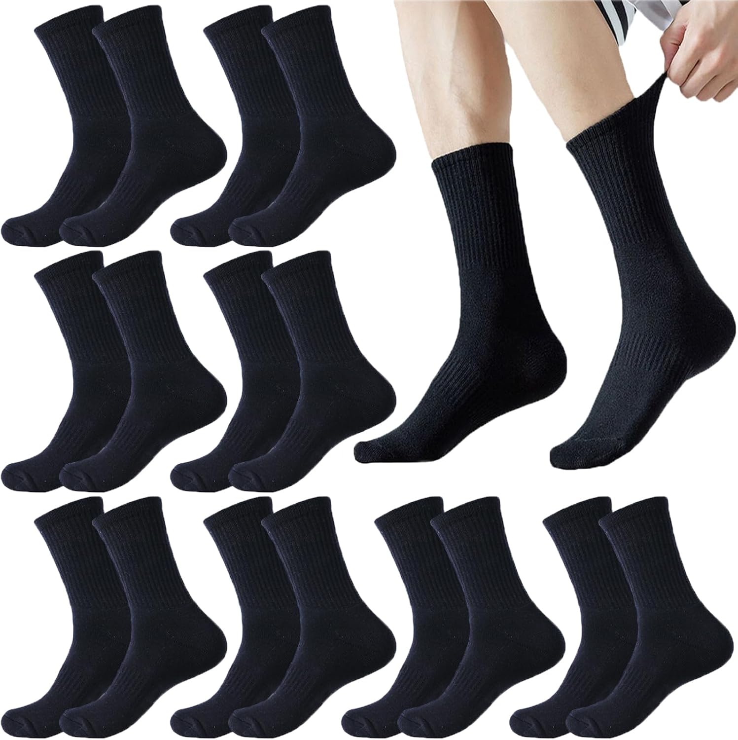 8 Pairs Crew Athletic Socks for Men Moisture Wicking Cushion Crew Socks for Sport Running Traveling