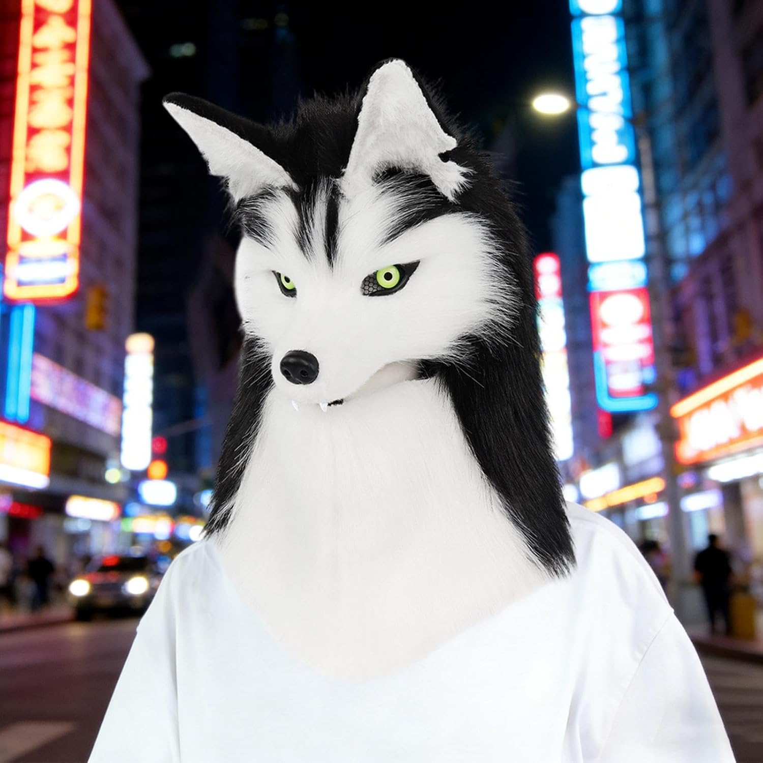 [Dickly] ハスキーウルフヘッドハット 動物ヘッドハット ぬいぐるみ 装飾 ソフトアクセサリーキャップ ロールプレイ ドレスア