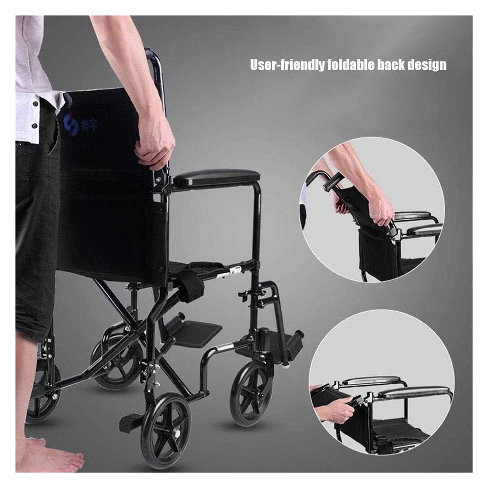 Sillas de Ruedas Silla de Ruedas Manual Plegable Ligera de Aluminio Ultraligera Portátil Ancianos Discapacitados Empuje la Mano Puede Soportar 200Kg Adulto
