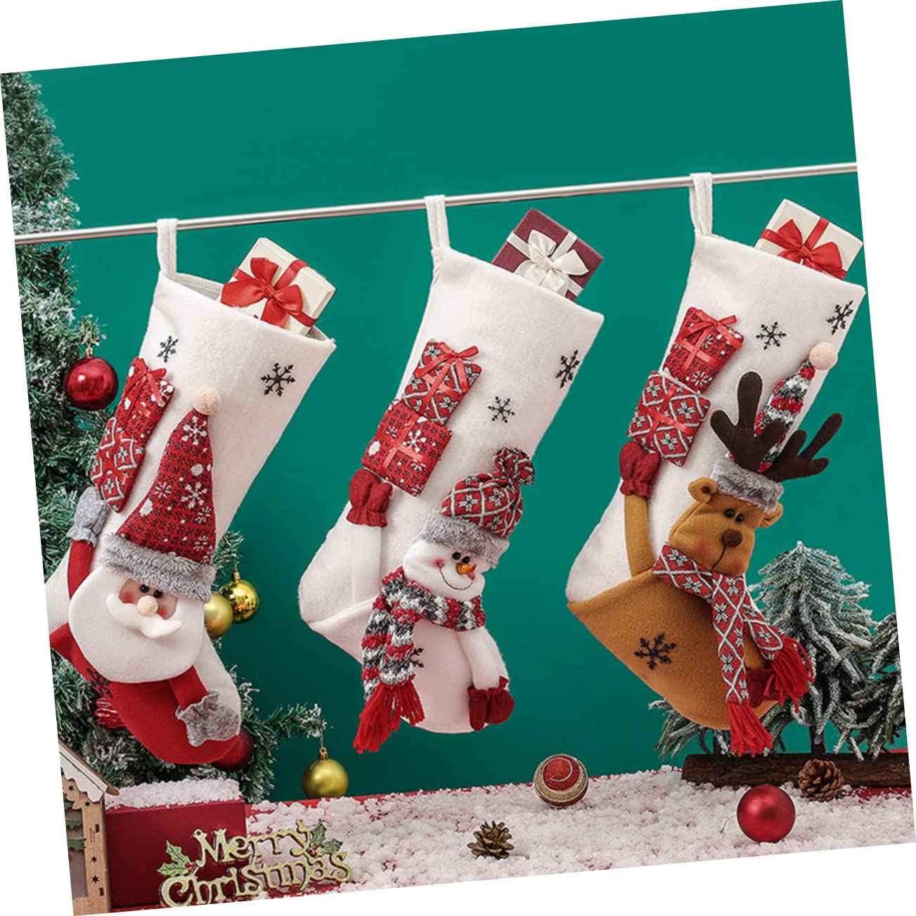 MAGICLULU 5 Piezas Calcetines Navideños Sostenedor del Calcetín De Navidad Colgante Cajas Gran Calcetín De Navidad Estante De Navidad Felpa Decoraciones Medias De Navidad Tejido No Tejido
