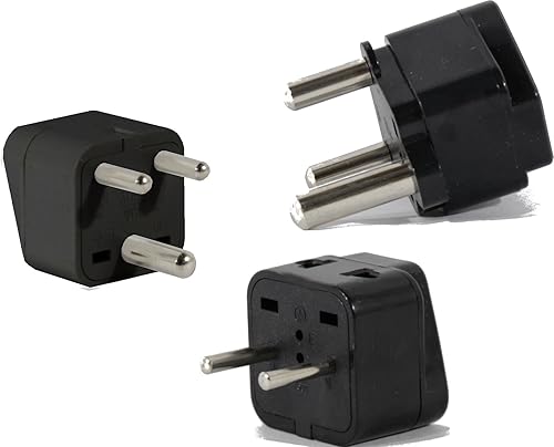 Adaptador de enchufe de viaje de EE. UU. a India para EE. UU./Universal a Asia tipo E (C/F), enchufes de CA M y D, paquete de 3