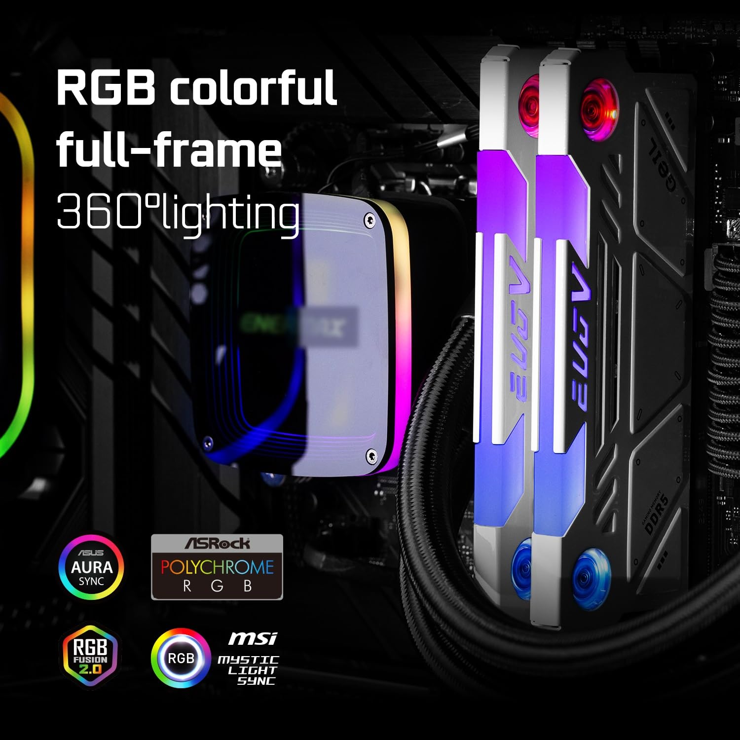 Geil EVO V DDR5 32GB (2×16GB) 6400MT/s GeIL EVO V RGB DDR5 RAM, 32GB (16GBx2) 6400MHz 1.35V , Intel