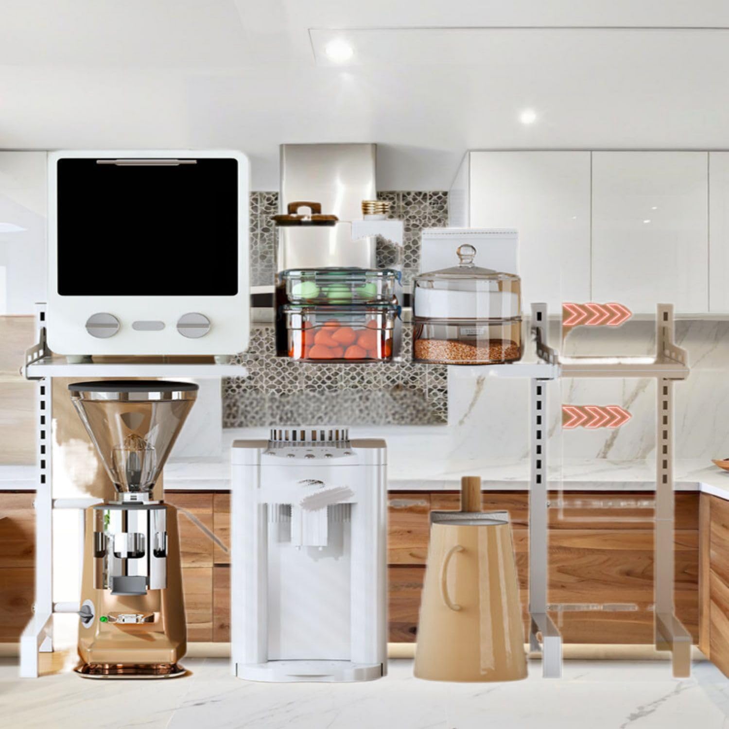 厨房 Kitchen Gadgets, Cook Accessories 多层置物架 Sink Organizers and Storage 落地分层多功能放锅具收纳架微波炉架子家用储物架 KCookware Accessories - 1962