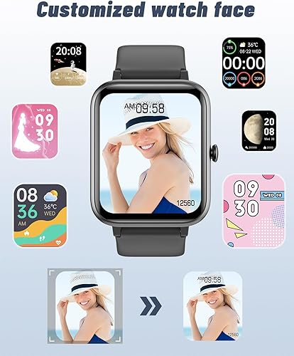 Vista 30 de GRV - Reloj inteligente para teléfonos iOS y Android, unisex, con IP68 impermeable, rastreador de actividad física con monitor de ritmo cardíaco