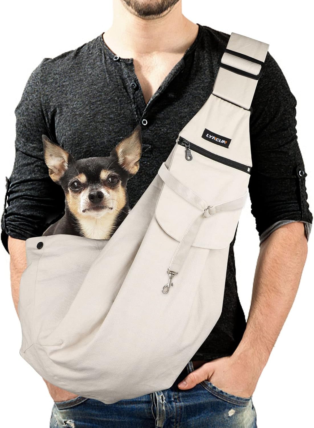 Lyneun Pet HandFree Sling Dog Carry Bag with Adjustable Shoulder Strap