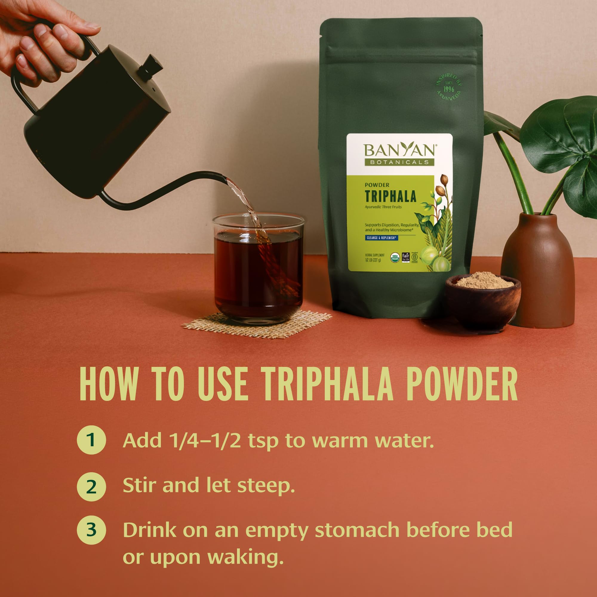 Banyan Botanicals Organic Triphala Powder – Daily Digestive Support & Gentle Colon Cleanse – Pure Amla, Haritaki & Bibhitaki for Gut Microbiome Health & Regularity – 1/2 lb – USDA Organic — Amazon image 4