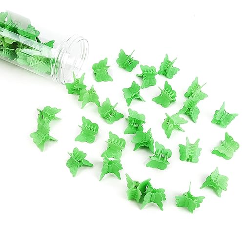 YISSION 60 pinzas para el cabello de mariposa verde mate, lindas pinzas pequeñas de mariposa con caja paquete de los años 90 Y2K accesorios para el
