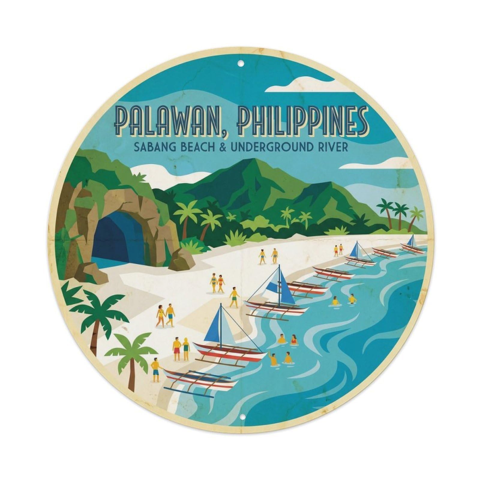 Underground River Sabang Beach Island Adventure Coron Metal Tin Sign