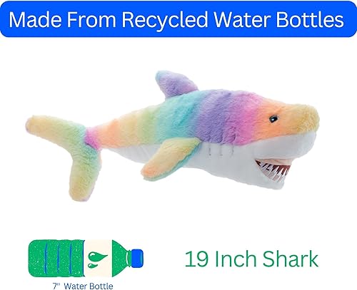 Miniatura 7 de The Petting Zoo Peluche de tiburón, animales del océano Ombrez, juguete de peluche de tiburón arcoíris de 19 pulgadas
