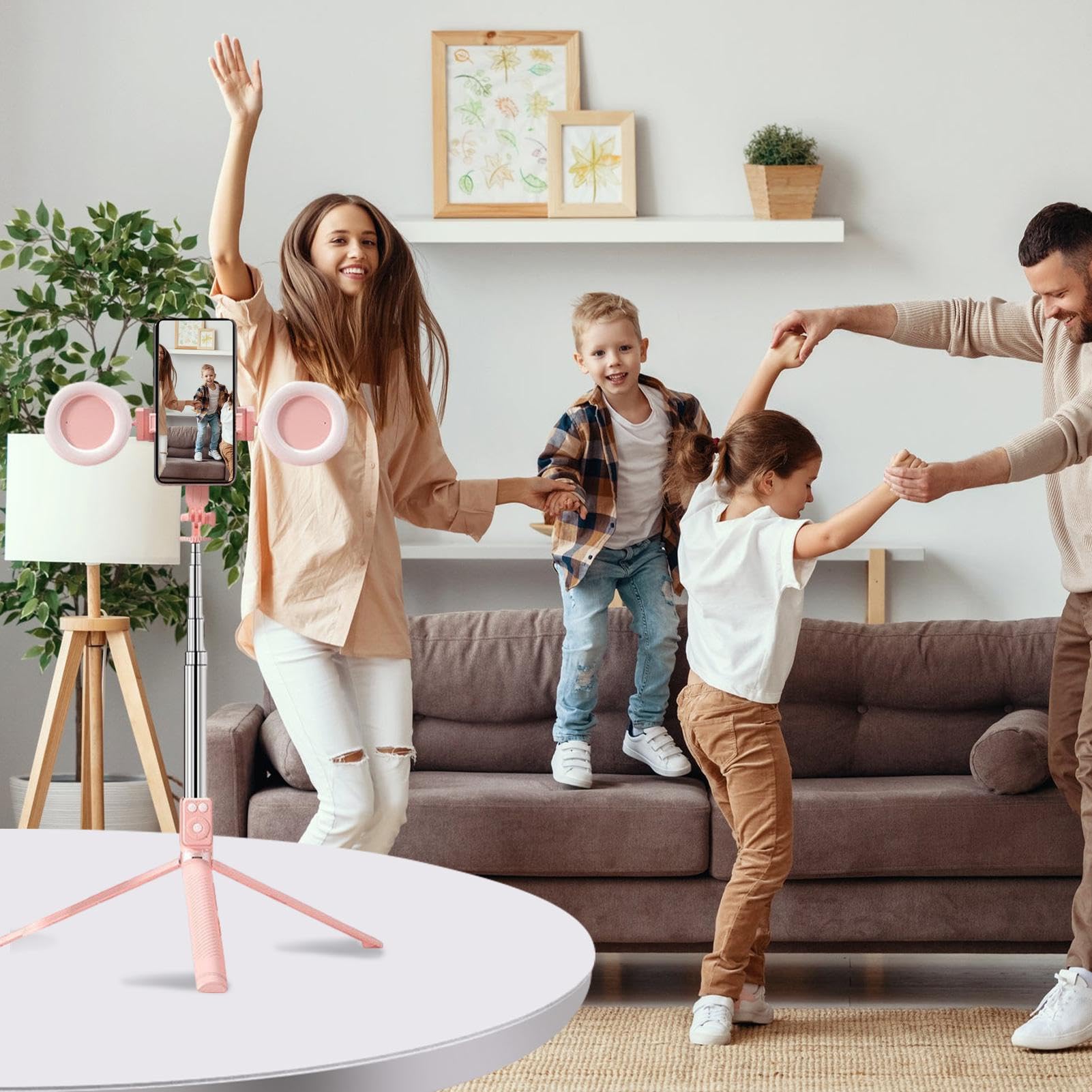 Selfie Stick Treppiede Portatile 67 Pollici Telefono Treppiede Wireless Remote, Supporto Mobile con Luci Led 9.45 Pollici, Selfie Foothold Viaggi per Registrazione,