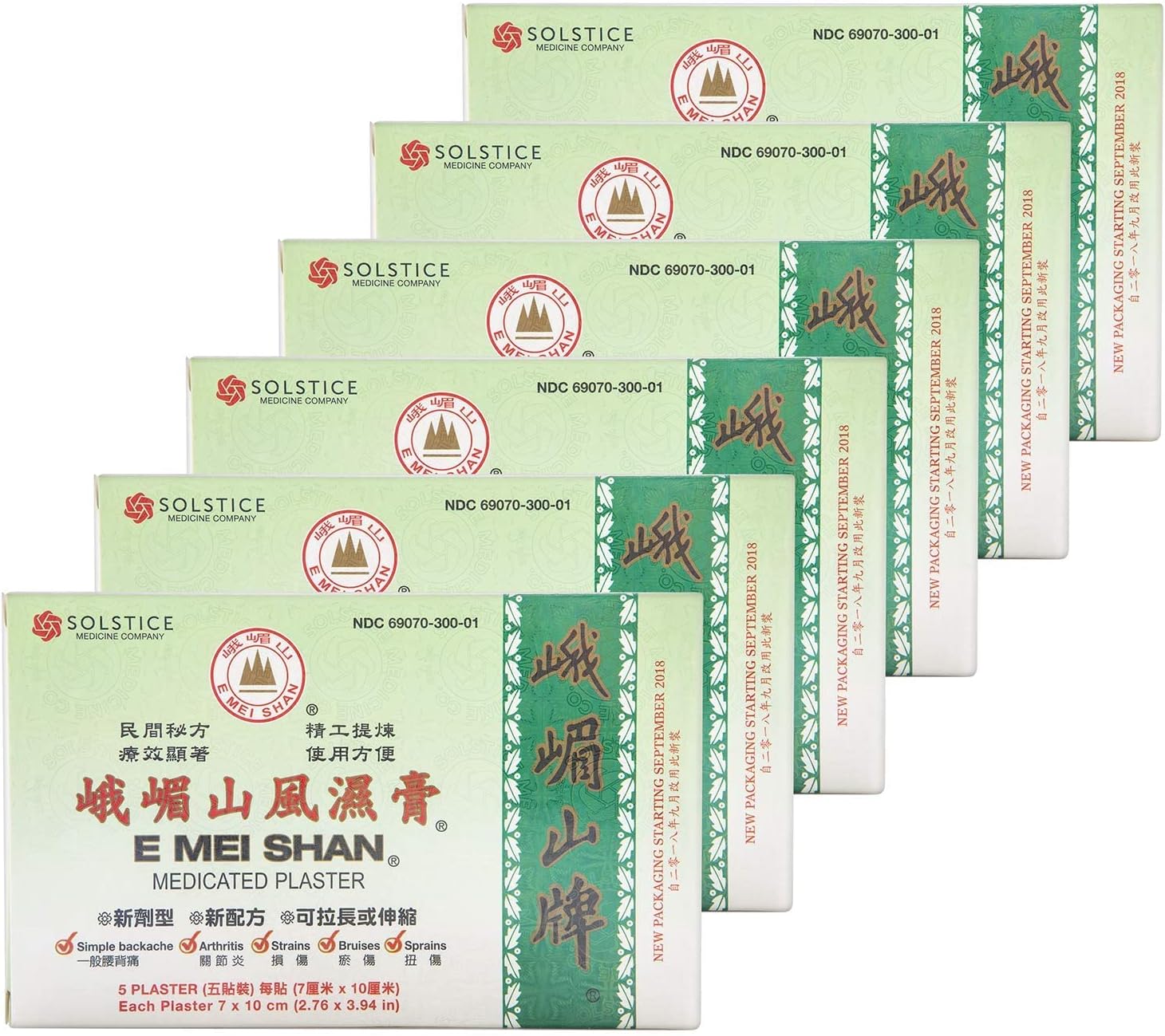 E Mei Shan Medicated Plaster (Jako Kototsu) (5 plasters per Box) (6 Boxes) (Solstice)
